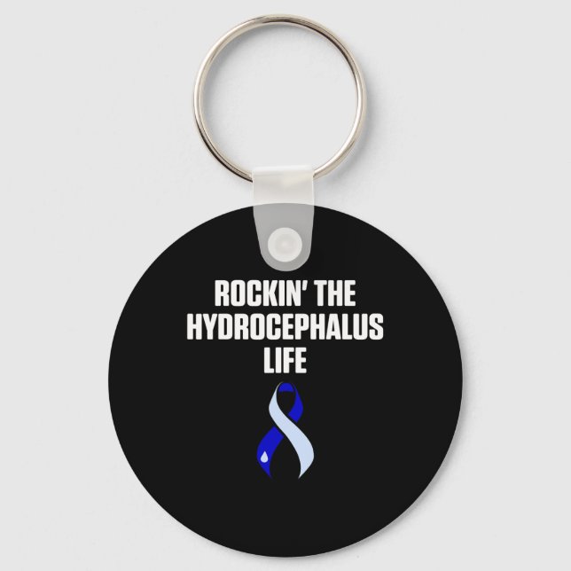 Hydrocephalus Survivor Rocking Awareness Warrior  Keychain (Front)