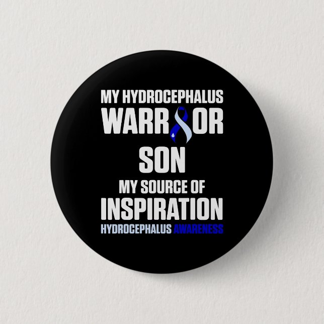 Hydrocephalus Survivor Son Awareness Warrior 7 2 Inch Round Button (Front)