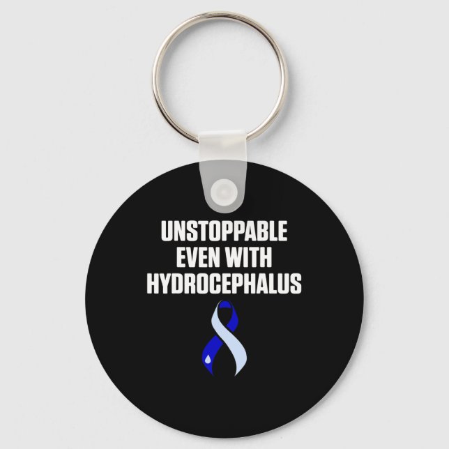 Hydrocephalus Survivor Stop Awareness Warrior 3 Keychain (Front)