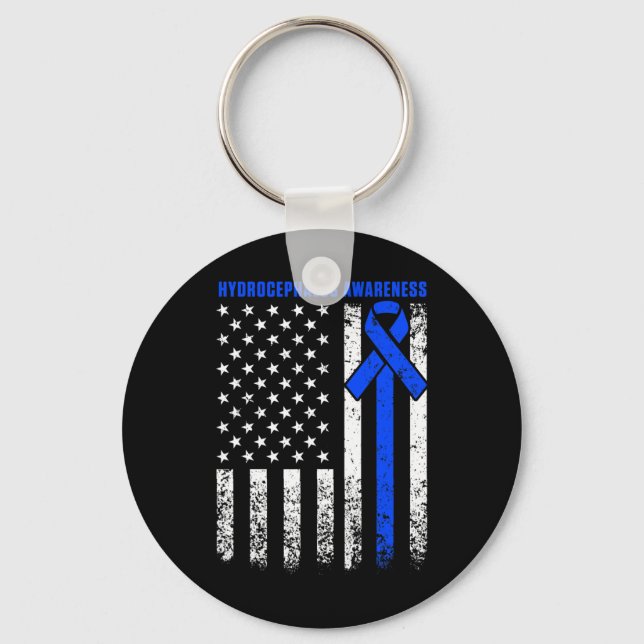 Hydrocephalus Survivor Therapy Awareness Warrior  Keychain (Front)
