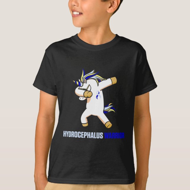 Hydrocephalus Survivor Unicorn Awareness Warrior  T-Shirt (Front)