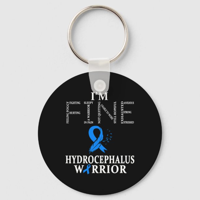 Hydrocephalus Warrior I'm Fine Feather  Keychain (Front)