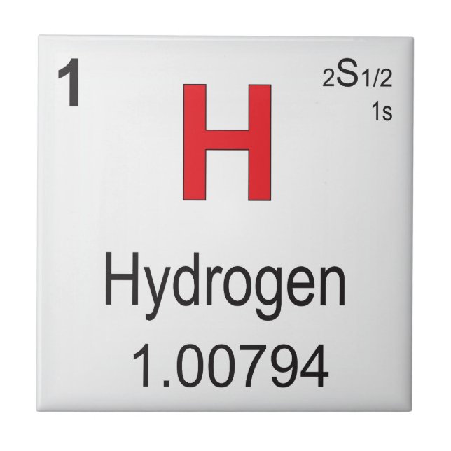 Hydrogen Individual Element of the Periodic Table Tile (Front)
