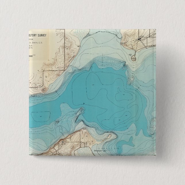Hydrographic map Lake Mendota 2 Inch Square Button (Front)