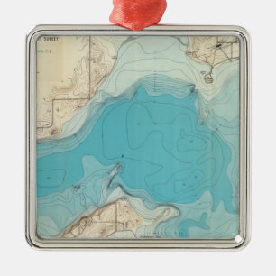 Hydrographic map Lake Mendota Metal Ornament