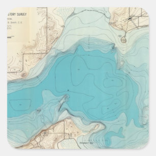 Hydrographic map Lake Mendota Square Sticker