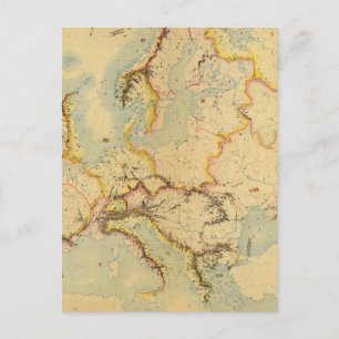Hydrographic map of Europe Postcard