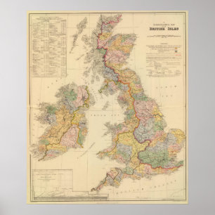 Hydrographical map, British Isles Poster
