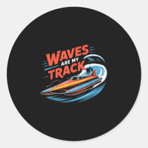 Hydroplane racing airboat captain rooster tail classic round sticker