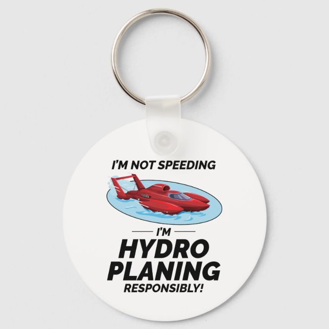 Hydroplane Racing Fun: Stay Responsible with Humou Keychain (Front)