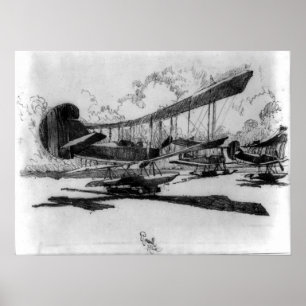Hydroplanes At Rest On the Beach - Joseph Pennell Poster
