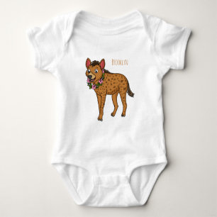 Hyena and flowers cartoon illustration baby bodysuit