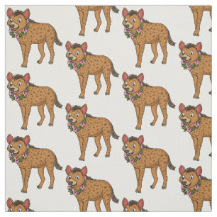 Hyena and flowers cartoon illustration fabric