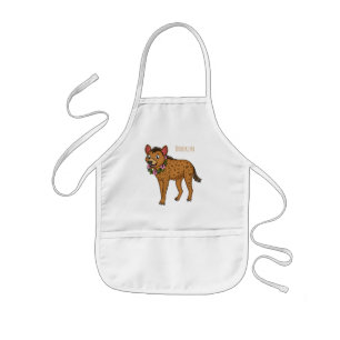 Hyena and flowers cartoon illustration kids apron