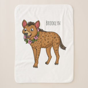 Hyena and flowers cartoon illustration sherpa blanket