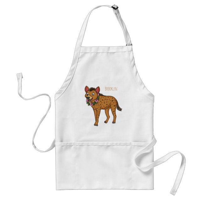 Hyena and flowers cartoon illustration standard apron (Front)