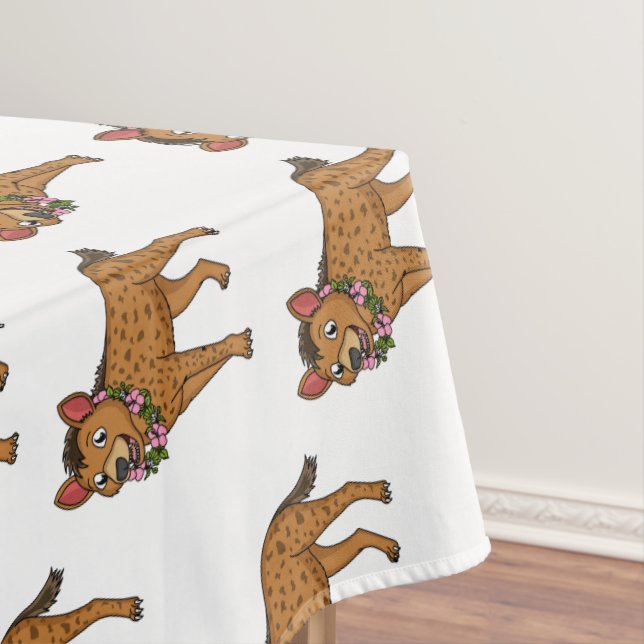 Hyena and flowers cartoon illustration tablecloth (In Situ)