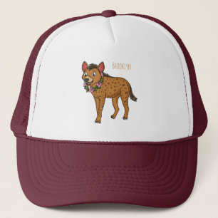 Hyena and flowers cartoon illustration  trucker hat
