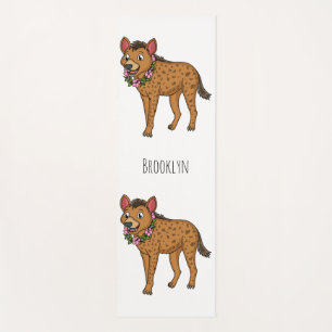 Hyena and flowers cartoon illustration yoga mat