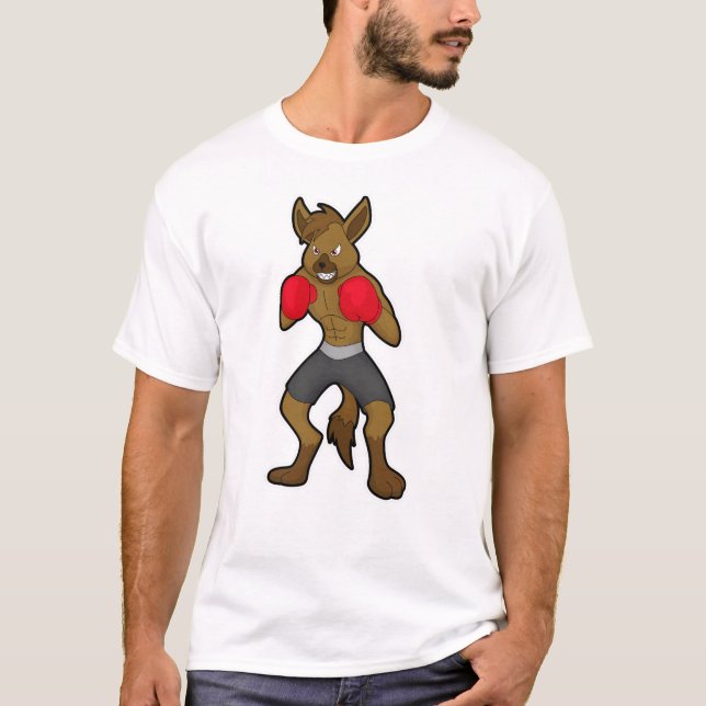Hyena at Boxing with Boxing gloves T-Shirt (Front)