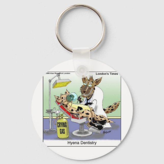 Hyena Dentistry Funny Gifts, Tees & Collectibles Keychain (Front)