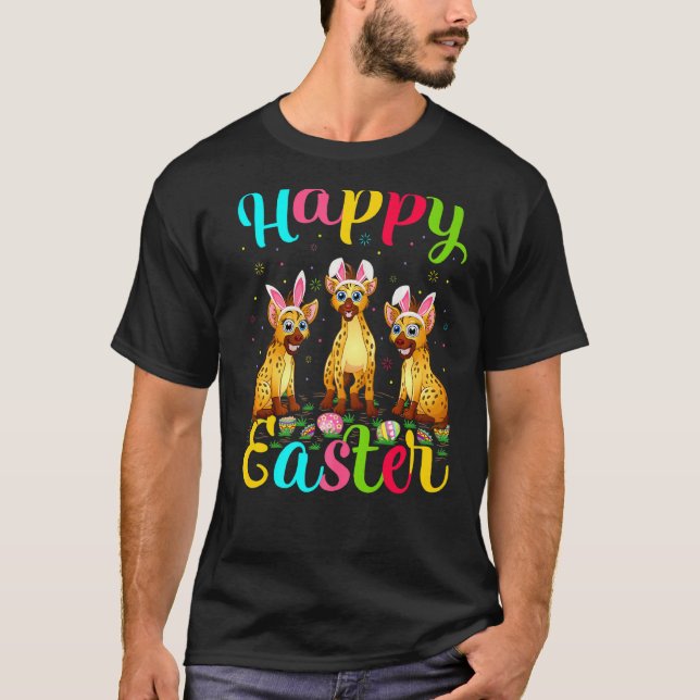 Hyena  Funny Easter Egg Bunny Hyena Happy Easter T-Shirt (Front)