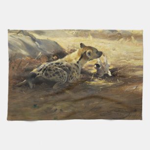 Hyena in its Natural Environment (by Kuhnert) Kitchen Towel