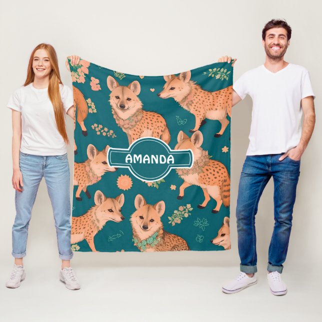 Hyena Pastel Colourful Personalized Pattern Fleece Blanket (In Situ)