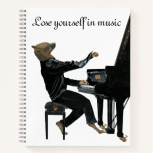 Hyena Piano Music Pianist Fantasy Art Notebook