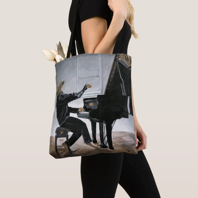 Hyena Piano Music Player Fantasy Art Graphic Tote (Close Up)