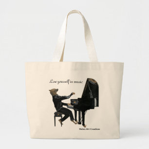 Hyena Piano Music Player Fantasy Art Tote Bags