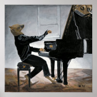 Hyena Piano Music Player Fantasy Wall Art Print