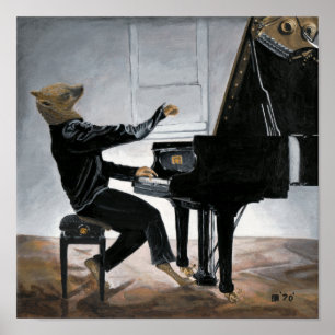 Hyena Piano Music Player Fantasy Wall Art Print