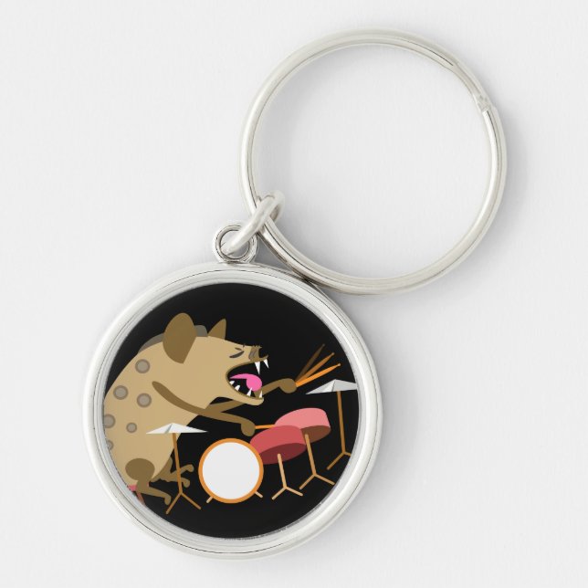 Hyena Playing Drums Keychain (Front)