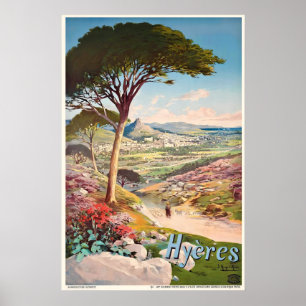 Hyères Côte d'Azur France Affiche de voyage vintag