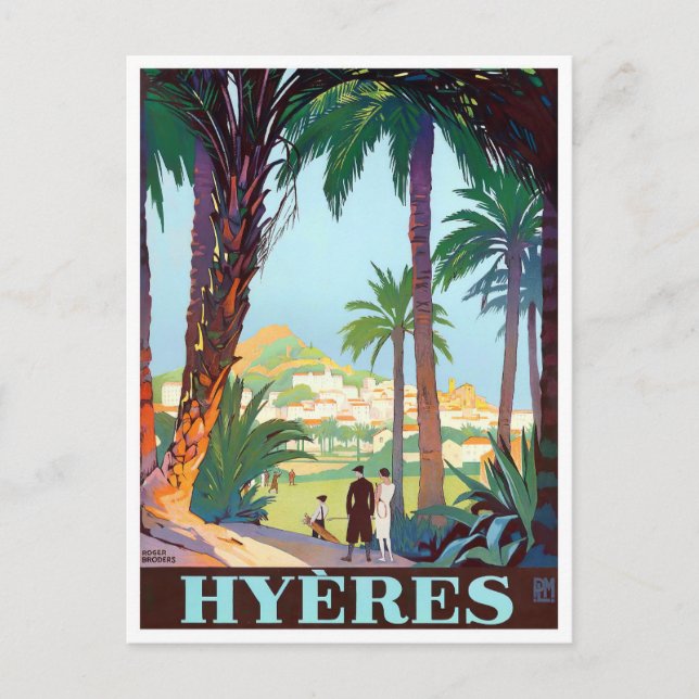 Hyeres France vintage travel Postcard (Front)