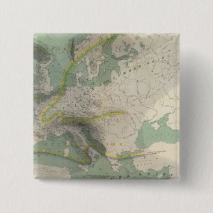 Hyetographic map Europe 2 Inch Square Button