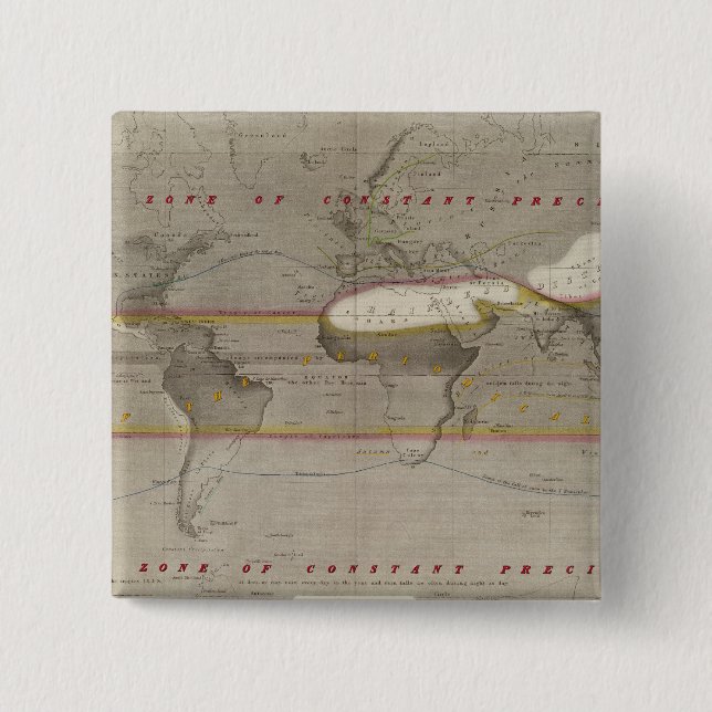 Hyetographic rain map 2 inch square button (Front)