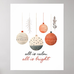 Hygge Baubles All is Calm All is Bright  Poster
