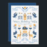Hygge Blue | Yellow Unique Warm Holiday Wishes<br><div class="desc">Perfect for your winter holiday greetings,  this unique "Warm Holiday Wishes" editable design features an array of hygge style graphics arranged into a unique pattern that is cozy and cheerful.  Composite design by Holiday Hearts Designs.</div>