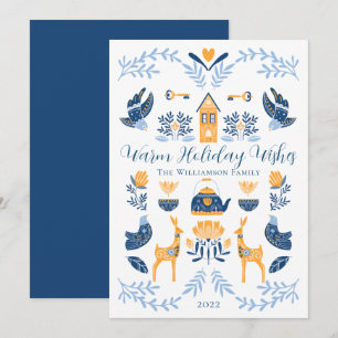 Hygge Blue Yellow Unique Warm Holiday Wishes