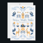 Hygge Blue | Yellow Unique Warm Winter Wishes Holiday Card<br><div class="desc">Perfect for your winter holiday greetings, this unique "Warm Winter Wishes" editable design features an array of hygge style graphics arranged into a unique pattern that is cozy and cheerful. Composite design by Holiday Hearts Designs.</div>