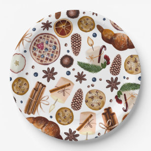 Hygge Christmas Cookie Pattern Paper Plate