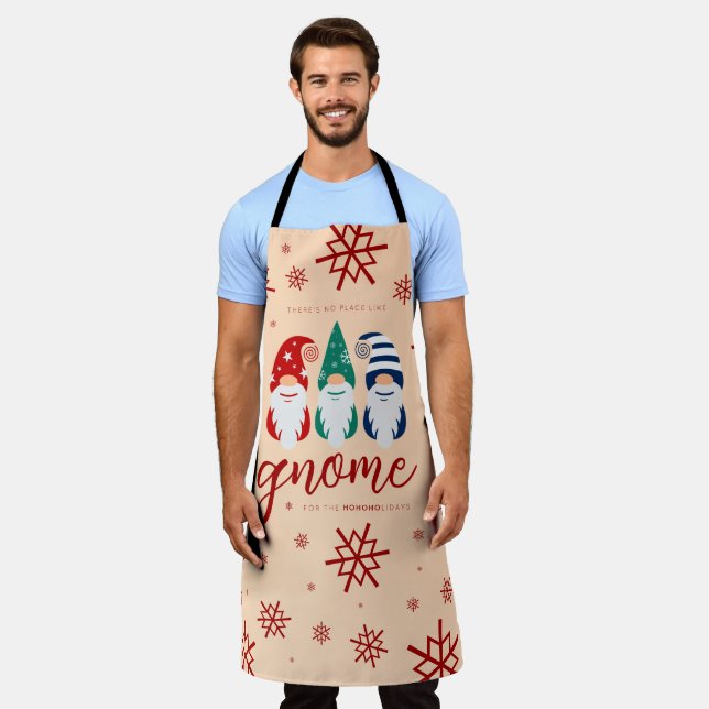 Hygge Christmas Gnome for the Holidays Snowflakes Apron (Worn)