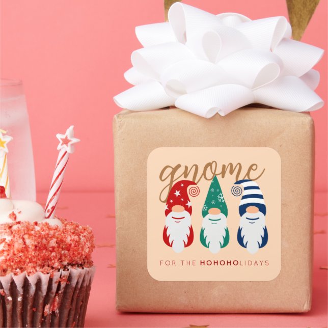 Hygge Christmas Gnome for the Holidays Snowflakes Square Sticker (Party)