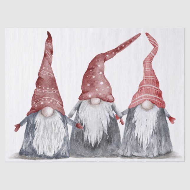 Hygge Christmas Holiday Gnomes Tissue Paper (Front)