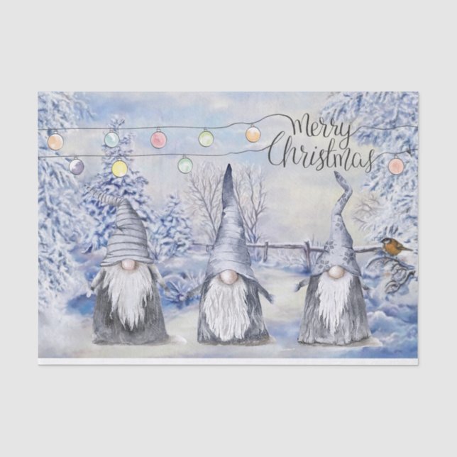 Hygge Christmas Holiday Gnomes Tissue Paper (Front)