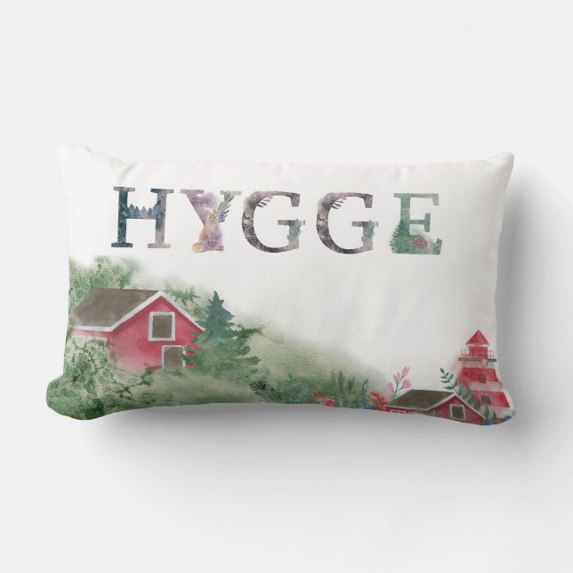 Hygge Coussin - Aquarelle Nordic Winter Scenery (Recto)