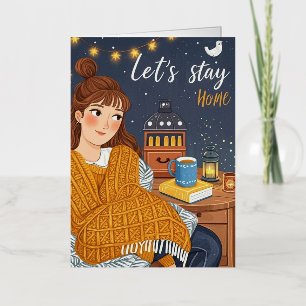 Hygge Cozy Candlelight Night Celebrate Foil Greeting Card