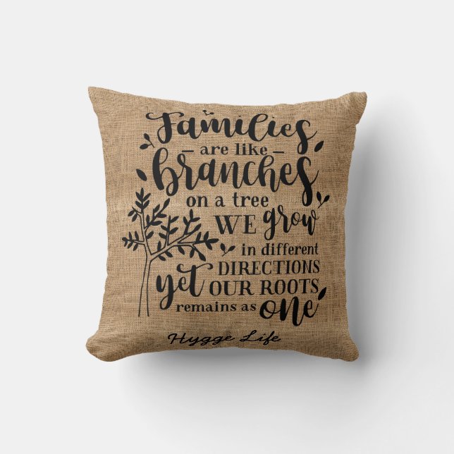 Hygge Decor - Love of Family Like Branches of Tree Throw Pillow (Front)